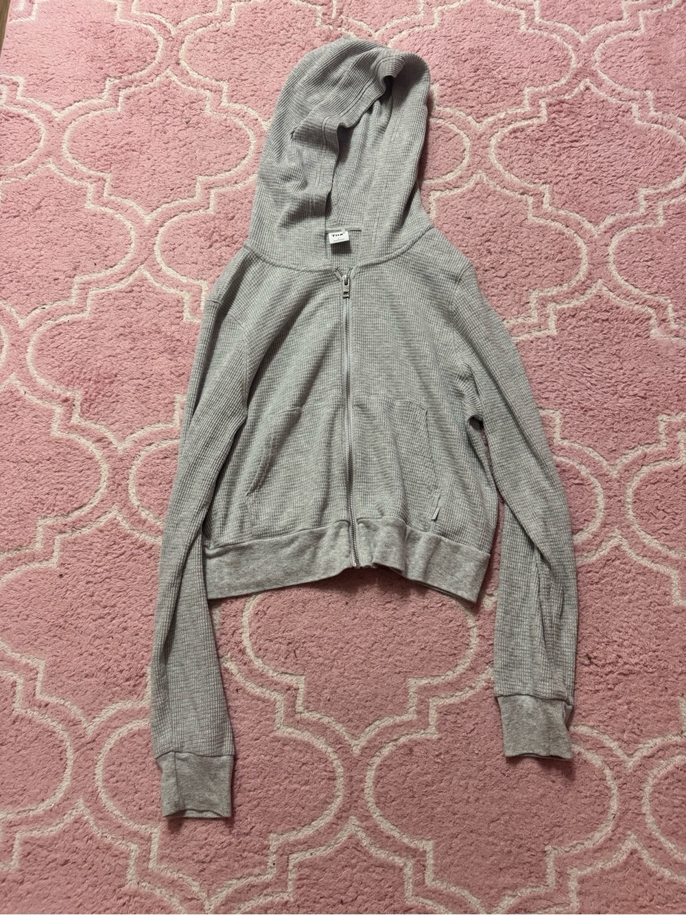 TNA Light Gray Waffle Zip Hoodie